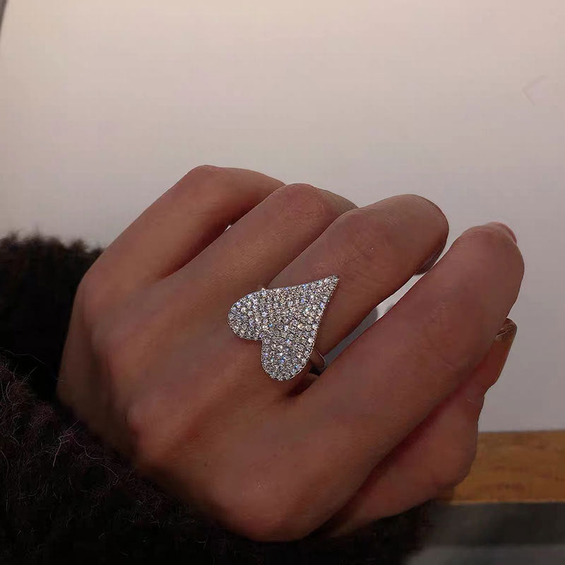 Anillos De Circón Corazón Lleno De Diamantes al por mayor